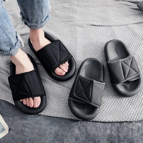 Summer couples step on shit feeling coconut leisure velcro wide-footed beach bread slippers thick-soled summer