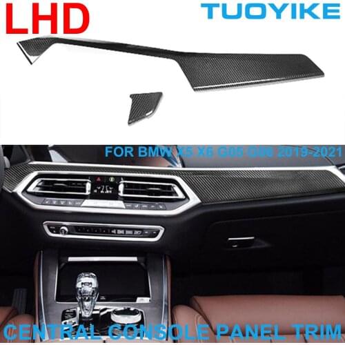LHD Car Styling Real Dry Carbon Fiber Interior Central Console Decorative Panel Cover Trim Sticker For BMW X5 X6 G05 G06 19-2021