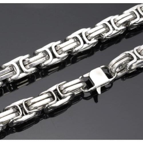 Fashion 6/8/12/15mm Stainless Steel Silver Color Handmade Byzantine Box Link Chain Cool Clasp Mens Necklace Or Bracelet Choose
