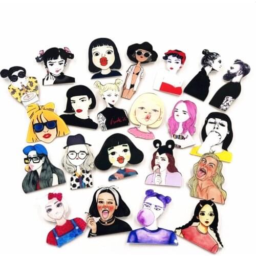 1PCS Fashion Cool Girls Women Harajuku Janpan Icon Badge Lovely Lady Acrylic Brooches for Clothes Bag Accessories Party Gifts