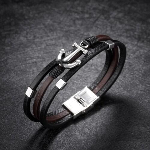 Men Bracelets Vintage multi-layered tide mens bracelets braided leather bracelet bracelet