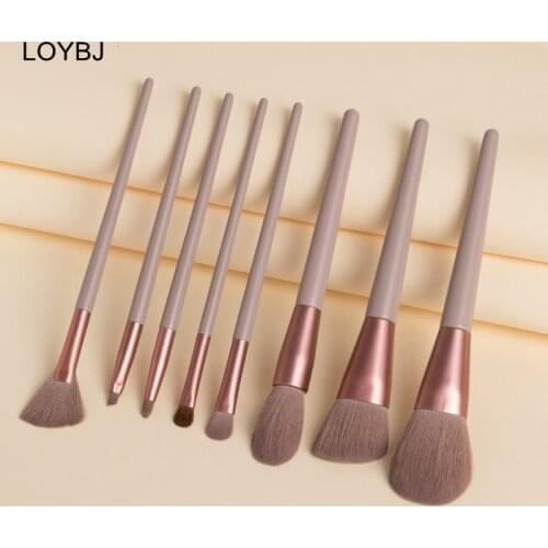 LOYBJ Brown Makeup Brush Set Powder Foundation Blush Contour Fan Brushes Eye Shadow Eyebrow Cosmetic Detail Beauty Make Up Tools