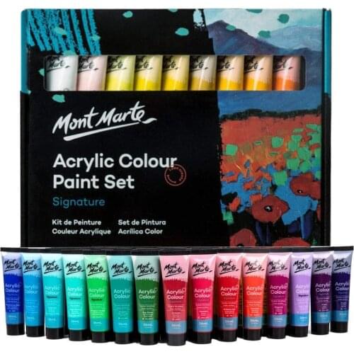 Mont Marte Premium Metallic Acrylic Paint Set 36ML x 36Colors Suitable for Most Surfaces Including Canvas Card Paper and Wood