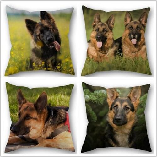 Custom German Shepherd Cotton Linen Square Zippered Pillow Cover For Office Family Customize Your Picture 45*45cm DIY
