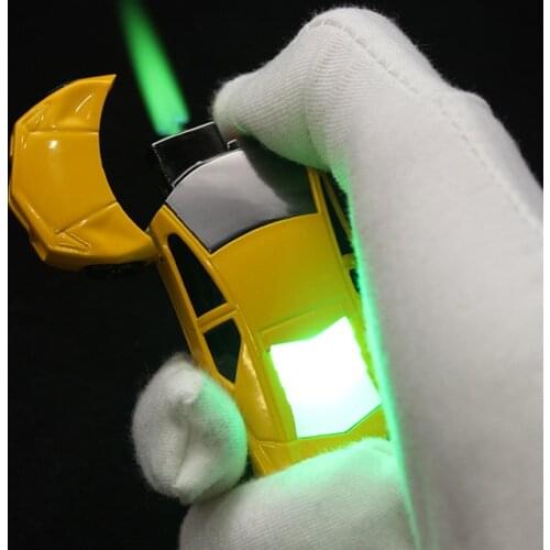 Unusual Torch Turbo Lighter New LED Car Jet Butane Gas Inflated Cigar Keychain Lighter Cigarette Green Flame Lighter Windproof