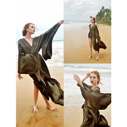 Corset Nightgown Ladies Broadcloth Silk Long Sleeve V-Neck Solid Nightwear Sexy Beautiful Party Evening Housewear Sleepwear