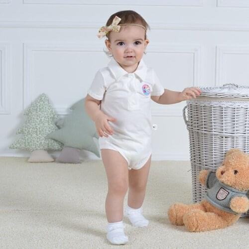 Summer New Baby Clothes Cotton Lapel Romper Baby Boys And Grils Clothes Baby Triangle Solid Color Jumpsuit Kid Clothes Ropa Bebe