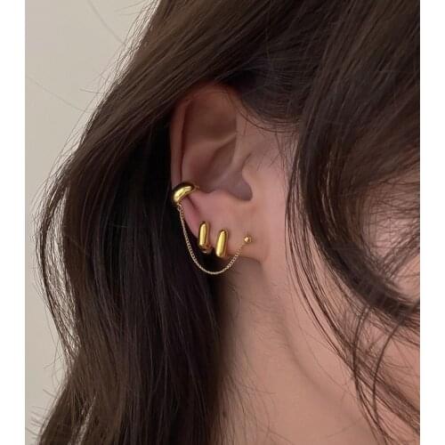 New Fashion Hip Hop Retro Earrings Gold Plated Metal Geometric Earclip For Women Punk Rock Vintage Girls Jewelry Gifts