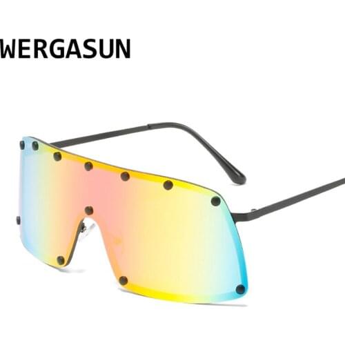 WERGASUN Oversized Women Gradient Sunglasses Fashion Rimless Metal Female Shades Luxury Brand Designer Personality Eyewear