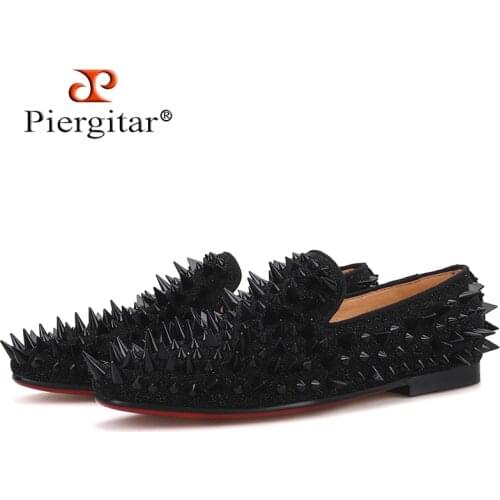 Piergitar 2019 Handmade Women shoes with spikes Fashion Party and Prom ladys loafers female casual flats Couple shoes style