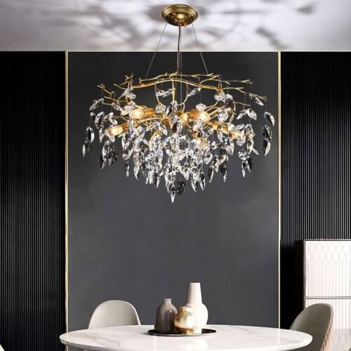 Modern LED Chandelier Gold Indoor Crystal Lighting for Bedroom Cloakroom Living Hall Dining Study Room Lustre Home Hanging Lamp