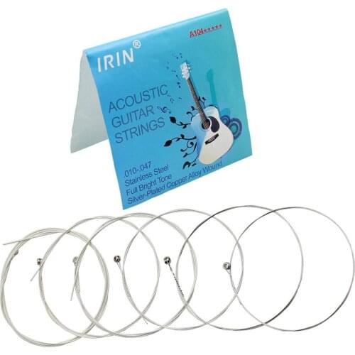 IRIN 6pcs Guitar Strings Silver Plated Copper Alloy High Quality Strings Set for Acoustic Folk Guitar Accessories 0.01-0.047Inch