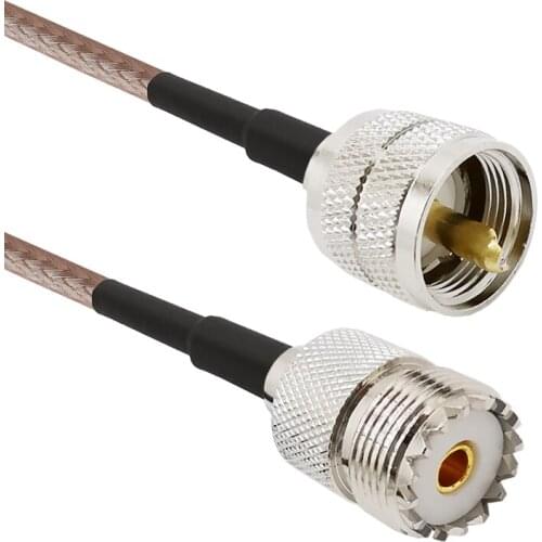 UHF PL259 Male to UHF SO239 Female RG316D Double Shield Sliver Cable for CB/HAM/UHF/VHF/Shortwave/Amateur Radio Equipment 1-15M