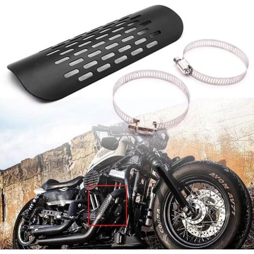 Universal 1 7/8 - 2 3/4 Inch Motorcycle Exhaust Pipe Carbon Fiber Protector Heat Shield Cover Guard Anti-scalding With 2 Clamps