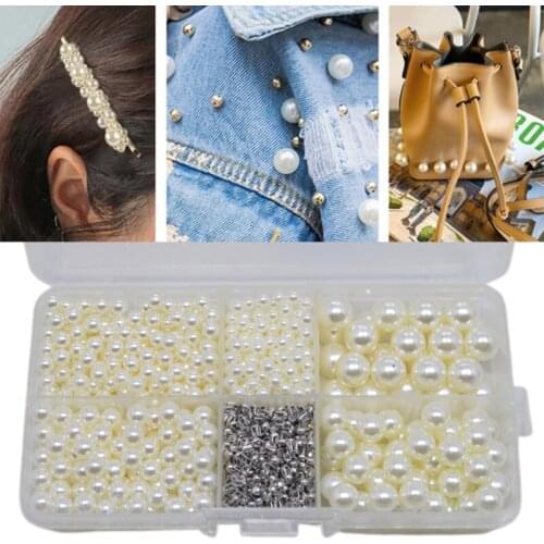 Bohemian Style 4/5/6/8/10mm Simulation Pearl for Bracelets Necklaces with Plastic Cord Storage Box Round Plastic Beads