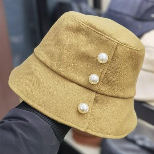 Spring And Autumn Hat Solid Shade Fishermans Hat Outdoor Leisure Lovely Pearl Open Basin Hat
