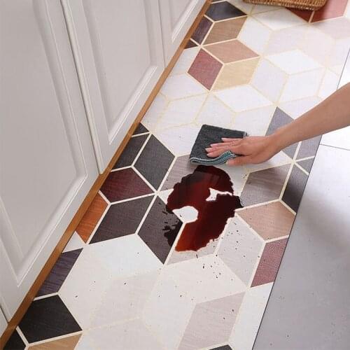 Waterproof Kitchen Carpets PVC Leather PU Kitchen Mats Oil-proof Anti-skid Bathroom Rug Bedroom Kitchen Door Mat Carpet Tatami