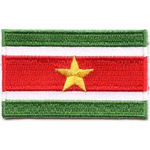 Embroidery Suriname Flag Patch Made by Twill with Flat Broder and Iron On Backing Accept Custom and Free Shipping by Post