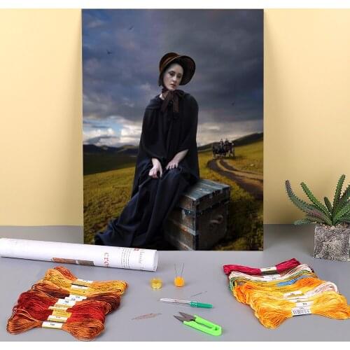 Woman Girl Printed 11CT Cross-Stitch DIY Embroidery Patterns DMC Threads Handicraft Handiwork Sewing Knitting Adults