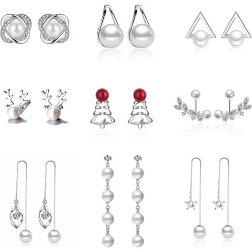 925 Sterling Silver Earrings Charms Pearl Jewelry Blossoming Stud Earrings for Women Valentine Girl Wedding Statement Brincos
