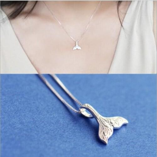 Temperament Beautiful Cute Mermaid 925 Sterling Silver Jewelry Fish Tail Exquisite Female Fashion Pendant Necklaces H261