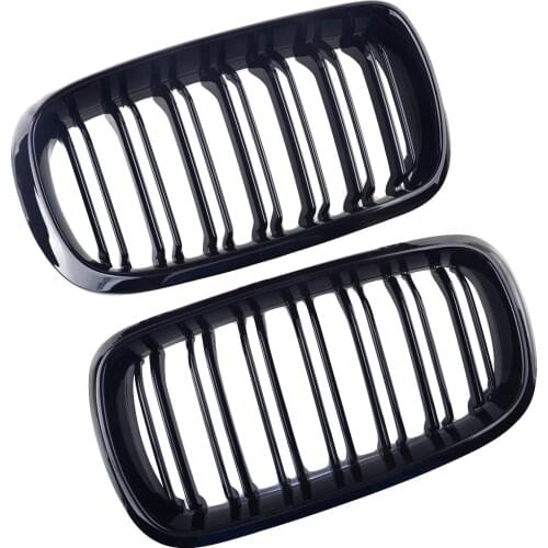 1 Pair Front Grille Bumper Hood Kidney Grill Dual Slat Radiator 51137316062 Fit for BMW F15 F16 X5 X6 2014 2015 2016 2017