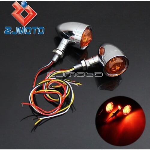 10mm Motorcycle Turn Signals Bullet 20 LED Gem Shape Lens Turn Signal Indicators w/ Brake Light Blinker For Harley Bobber Custom