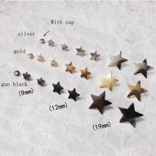 10pcs /lot 9mm Alloy DIY Flat Five Pointed Star Rivet Cap Gun Black Leather Craft Apparel Shoes Bags And Decorative Accessories