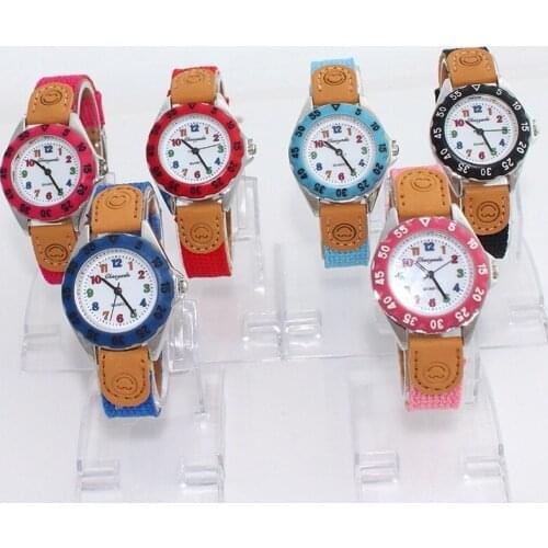 10pcs Cute Boys Girls Quartz Watch Kids Children's Fabric Strap Student Time Clock Wristwatch Gifts Colorful Number Dial Cloc