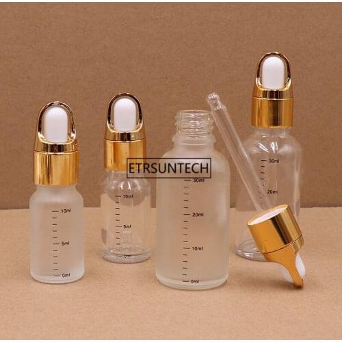 100pcs Glass Refillable Container 10/30ml Glass Dropper Bottle essential Oil Perfume Bottles With Scale F3530