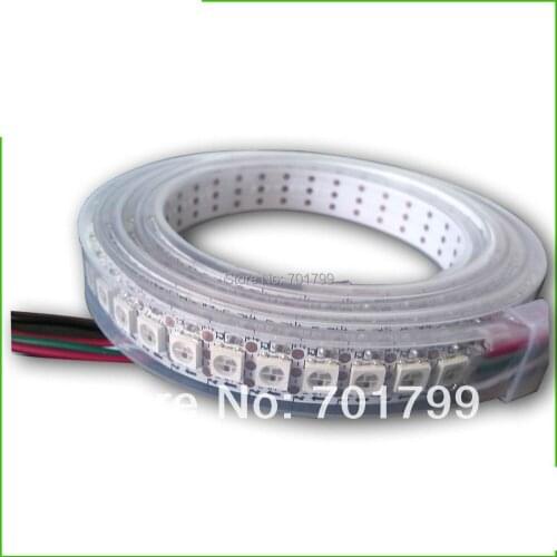 144leds/m WS2812B(5050 rgb led with WS2811 IC built-in) led pixel strip,DC5V,2m long;waterproof in silicon tube;white PCB