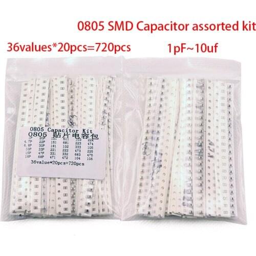 36values*20pcs=720pcs 0805 SMD Capacitor assorted kit 1pF~10uf component diy samples kit new and original KIT