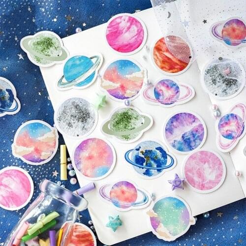 45Pcs/Set Kawaii Planet Sticker Journal Diary Japanese Small Diy Photo Album Cute Stickers Scrapbooking Stationery Sticky Paper