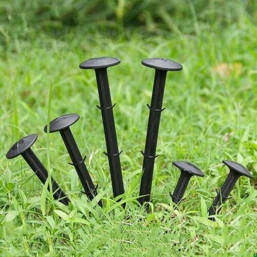 50pcs Garden Ground Nail Film Fixed Garden Pegs Pp Outdoor Mulch Shading Black Reusable Greenhouse Film Weed Plastic Fixed Pegs
