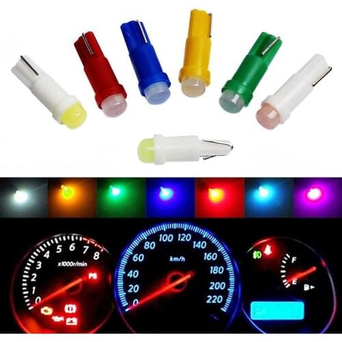 50Pcs T5 W1.2W W3W 74 86 206 Super Bright COB LED Bulb Car Interior Light Auto Side Wedge Dashboard Gauge Instrument Lamp