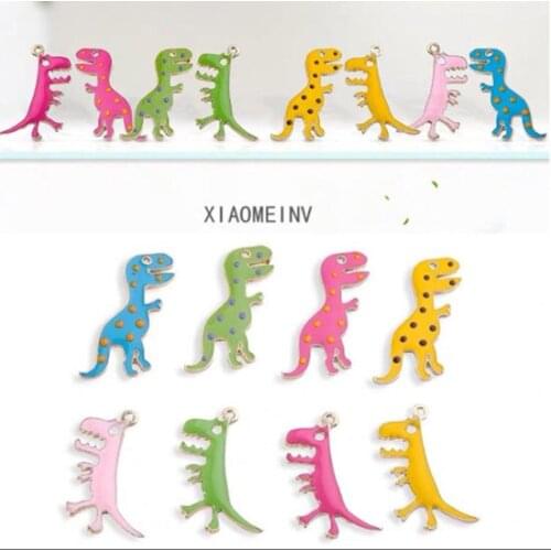 6pc Alloy Drop Oil Fun Funny Cute Exquisite Dinosaur Animals Earrings For Women Child Material Diy Handmade Jewelry Accessories