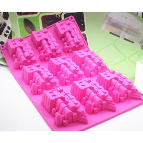 9 Cavity train shape Silicone ice mold handmade Chocolate Fondant cake mould Baking mold DIY Decoration tools