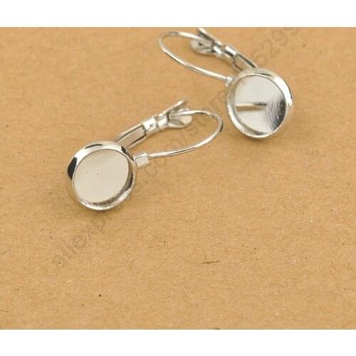 Cucurbit Design White Gold Lever Back Earwires Jewelry Earring DIY Making Accessories Finding For 8mm Beads 50pcs