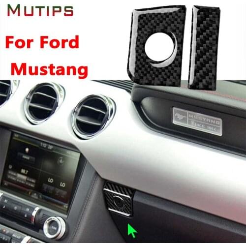 Mutips Carbon Fiber Car Accessories Interior ToolBox Protective Cover Trim Stickers For Ford Mustang 2015 2016 2017 2018 2019