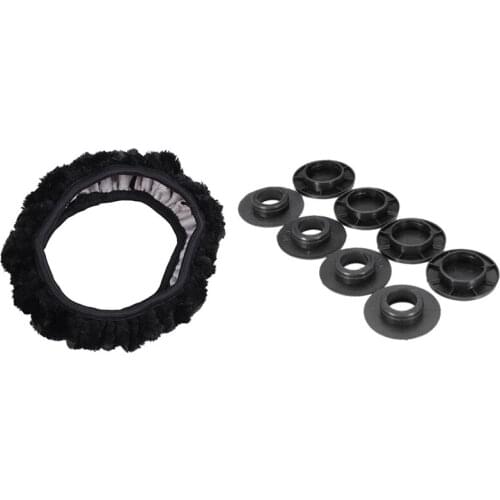 Car Plush Stretchy Steering Wheel Cover Black with 4PCS Car Mat Carpet Floor Fixing Clips for Mercedes-Benz 6680520