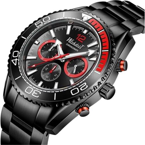 WISHDOIT New Fashion Luminous Watch Mens Top Brand Luxury Stainless Steel Waterproof Leisure Sport Quartz Chronograph Clock