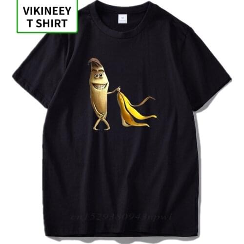 EU Size Men Tshirt Shy Banana Without Cloth Funny Design 100% Cotton Black Breathable Fitness T shirt Slim Fit Streetwear