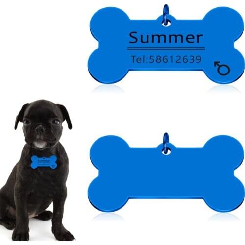 Personalized Engraved Cat Dog Pet ID Tag Dog Anti-lost Collar Charm Pet Name Bone Necklace Collar Puppy Cat Collar Accessory