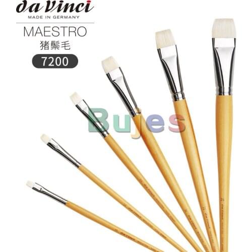 Da Vinci Series 7200 Maestro Artist Paint Brush, Hog Bristle ,Bright Extra-Short Hand-Interlocked with Natural Polished Handle