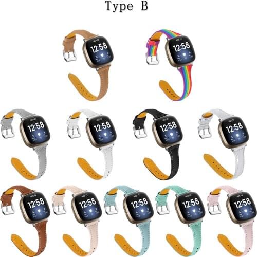 Leather Band Compatible with Fit bit Versa 3 & Sense, Soft Genuine Leather Replacement Watch Strap Wristband for Men Women