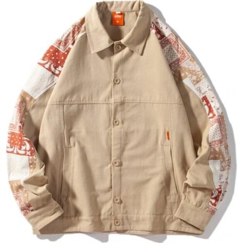 Japan Style New Retro Cashew Flower Jacket Men Clothing Loose Casual Stitching Personalized Print Spring And Autumn Coats