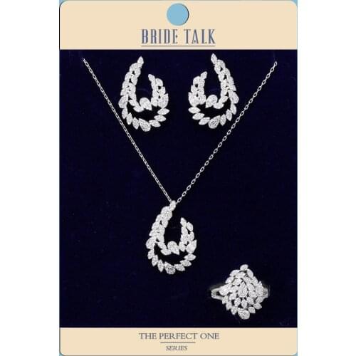 Hotsale African 3pcs Bridal Jewelry Sets Lobster Clip Necklace Ring Earring For Dubai Women Wedding Party AccessoriesNew Design