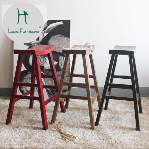 Louis Fashion Bar Stools Retro Furniture Making Old Solid Wood Stand Recreational Stand