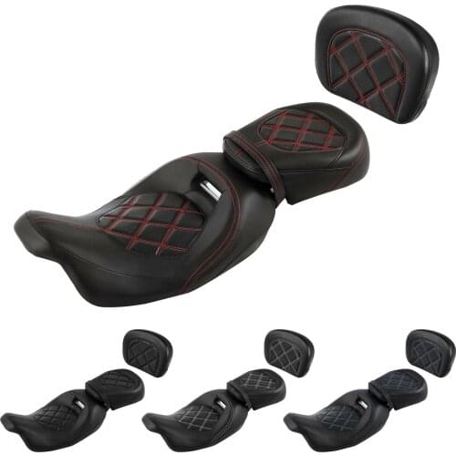 Motorcycle Rider Passenger Seat w/ backrest Set For Harley Touring Road King Electra Glide Road Glide FLHX FLHR 2009-2021 2020