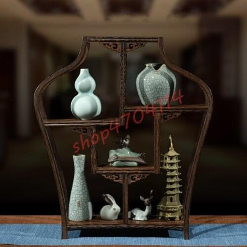 Natural Black Chicken Fin Wood, Vase-shaped Bogu Frame, Exquisite Solid Wood Handicraft Display Frame